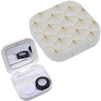 Portable Contact Lens Case Box Travel Kit Mirror + Bottle + Tweezers Container Holder [ Geometric Monochrome ]
