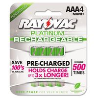 Rayovac PL7244 - Platinum Rechargeable NiMH Batteries, AAA, 4 per Pack-RAYPL7244