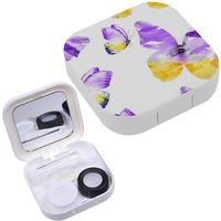 Portable Contact Lens Case Box Travel Kit Mirror + Bottle + Tweezers Container Holder [ Watercolor ]