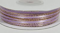 Ben Collection 1/8" X 100 Yards Double Face Satin Ribbon with Metallic Gold & Silver Edge (Lavender & Gold)