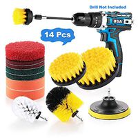 Drill Brush Attachments Set, 14Pcs Power Scrubber Drill Bottle Brush with Extend Long Attachment, Scrub Pads & Sponge All purpose Cleaning Kit for Shower, Carpet, Bathtub, Grout, Tile, Auto