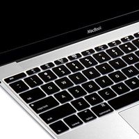 GMYLE Silicone Keyboard Cover for MacBook 12 inch (A1534) and New MacBook Pro 13 inch 2016 (A1708, Without TouchBar) - Black (US Layout)