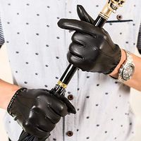 Yjdr Winter Leather Touchscreen Texting Warm Driving Lambskin Gloves 100% Pure Cold Weather Gloves (Color : Touch Plus Lining, Size : XL)