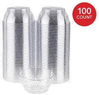 Ice Cream Cups (100 Count) 6 Oz Clear Plastic Dessert Cups with Floral Design, Disposable Party Cups for Dessert, Ice Cream Sundae, Candy, Salsa - Small Serving Bowls, 6 Ounce