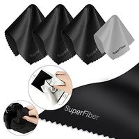 EACHPOLE 3-Pack 16 x 16 inch Black Microfiber Cleaning Cloth Plus Bonus 6 x 7 Inch Gray Microfiber Cleaning Cloth, APL1826