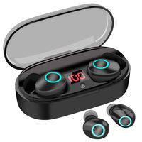True Wireless Earbuds, 20H Playtime, Volume Control, Bluetooth Headphones 5.0 Mini Stereo Headset with Microphone, IPX5 Sweatproof, Hi-Fi Sound, in Ear Earphones with Portable Charging Case Black