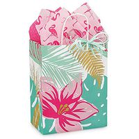 NW Tropical Paradise Paper Shopping Bags - Cub Size - 8 1/4 x 4 3/4 x 10 1/2in. - 100 Pack