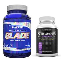 Blade Thermogenic Fat Burner (120 caps) and Carb Stopper Extreme (60 caps) - Hardcore Weight Loss Supplement Bundle | Thermogenic Belly Fat Metabolizer | Sugar & Starch Blocker with White Kidney Bean