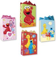 Sesame Street 4 Large 13" X 18" Gift Bags - Elmo Cookie Monster Big Bird & Abby Cadabby (1 Set of 4 Bags)