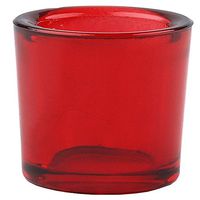 Bluecorn Beeswax Heavy Glass Votive and Tea Light Candle Holders (12, Red)