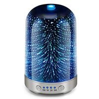 Essential Oil Diffuser 3D Glass Galaxy Aromatherapy 120ml Diffuser Aromatherapy Oil Cold Mist Humidifier 7-color LED Light Cycle Changing Automatic Shut Off Home Office Yoga SPA Baby