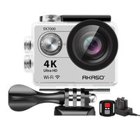AKASO EK7000 4K WIFI Sports Action Camera Ultra HD Waterproof DV Camcorder 12MP 170 Degree Wide Angle 2 inch LCD Screen/2.4G Remote Control/2 Rechargeable Batteries/19 Mounting Kits-Silver