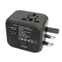 Adapter for European Outlets,Ejiad Travel Power Plug Adapter for USA EU UK AUS with AC Plug Dual USB Charging Ports (2USB-Black)