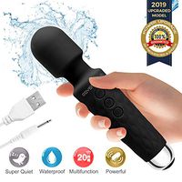 Wand Power Massager, Roysmart Massager with 20 Magic Vibration Modes, Whisper Quiet, Waterproof, Handheld, Cordless for Neck Shoulder Back Body Massage, Sports Recovery & Muscle Aches - Black