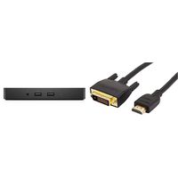 Dell WD15 Monitor Dock 4K with 180W Adapter, USB-C, (450-AEUO, 7FJ4J, 4W2HW) & AmazonBasics DVI to HDMI Cable