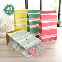Paper Goody Treat Bags 40 Pcs Metallic Foil Prints Water Color Style Design Kid Party Candy Snack Gift Favor Cookie Bags Flat Bottom Perfect for Bridal Baby Showers Parties 7.8x5.1x3Inch by BllalaLab
