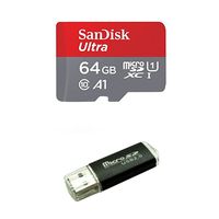 SANDISK SDSQUAR-64G-GN6MA Micro SDHC Ultra A1 Class 10 100mb/s with SD adapter + Bonus SD/TF USB Card Reader