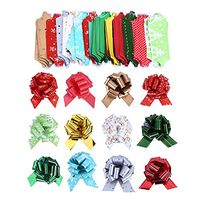 Christmas Gift Pull Bows 5in Wide Set of 12 Red Green Gold Stripes Swirls Gift Bows Christmas Presents Birthday Boxing Day Hanukkah Wreath Swag Christmas Tree Fundraiser