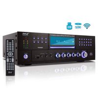 4-Channel Home Theater Bluetooth Preamplifier - 3000 Watt Stereo Speaker Home Audio Receiver Preamp w/ Radio, USB, 2 Microphone w/ Echo for Karaoke, CD DVD Player, LCD, Rack Mount - Pyle PD3000BT