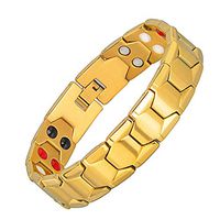 CAMORNY Magnet Bracelet Stainless Steel Men's Bracelet Titanium Magnetic Therapy Bio Energy Health Bracelet Best Natural Pain Relief Method to Relieve Pain Increase Energy,Gold