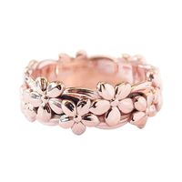 Women Chic Flower Rings Fxbar Simple Plum Blossom Engagement Wedding Band Jewelry Couple Stylish Birthday Gift (Multicolor,5)