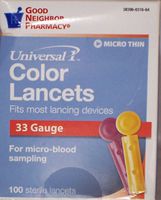 Good Neighbor Pharmacy Color Lancets 33 Gauge (1 box of 100)