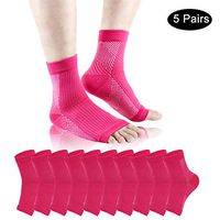 Plantar Fasciitis Foot Compression Socks- ACODQR 5 Pairs Elasticity Foot Sleeves for Man and Woman Ankle Brace & Arch Support