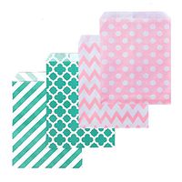 Food Safe Bags for Candy Cookies Biodegradable Paper Favor Bags Treat Bags for Party, 100 Counts, 7x5 Size