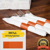 MM Foodservice Self Sealing Napkin Band, Pack of 2000 Self-Adhering Paper Napkin Band (Orange)