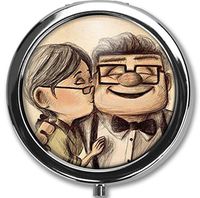 Hanbalin - Up Carl and Ellie Custom Round Silver Pill Box Pocket 2.1 inches Medicine Tablet Holder Organizer Case for Purse