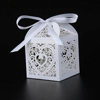 50 Pcs - Love Heart Candy Box wedding box Wedding Party Favor box gift box baby shower wedding decoration party supplies (White)