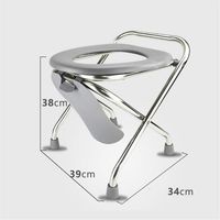 Foldable Elderly Toilet Seat, with Splash Guard, Stainless Steel Patient Toilet Stool, Pregnant Women Adult Toilet,38cm