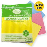 NO Odor Swedish Sponge Cloth (Bulk 12 Pcs) | Natural, Biodegradable, Vegan | Eco-Friendly Reusable Paper Towel Replacement Cleaning Cloths for Kitchen Home
