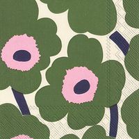 Ideal Home Range C552622 Marimekko 20 Count Paper Cocktail Napkins, Unikko Dark Green