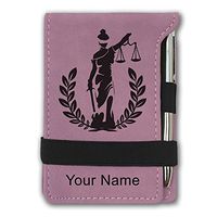 Mini Notepad, Lady Justice, Personalized Engraving Included (Pink)