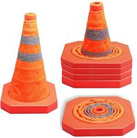 Cartman Collapsible Traffic Cone 15,5 Inches, Multi Purpose Pop up Reflective Safety Cone (4PK)
