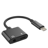 Dual Adapter for iPhone, Labobbon Splitter Adapter for 3.5mm Headphone and Charger (Splitter Adapter & 3.5mm Audio Adapter- Black)