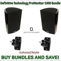 Definitive Technology ProMonitor Compact Satellite Bookshelf Speaker - Pair (ProMonitor 1000 + Pro-Mount 90 (Pair), Black)