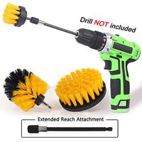 Drill Brush Power Scrubber Drill Brush Attachment 4 Set with Extend Long Attachment Suitable for Clean for Grout, Tiles, Sinks, Bathtub, Bathroom, Kitchen & Auto
