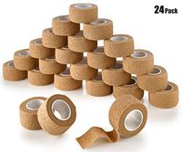 MEDca Self Adherent Cohesive Wrap Bandages 1 Inch X 5 Yards 24 Count with Strong Elastic First Aid Tape for Sprain Swelling and Soreness on Wrist and Ankle (Skin Color)