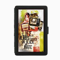 Perfection In Style Black Color Metal Cigarette Case D-210 Life is Always Easier in Black & White
