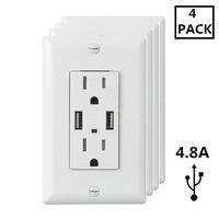 ECOELER High Speed Dual USB Wall Outlet, 4.8A 15 Amp TR Receptacle with USB Charger Power Outlets