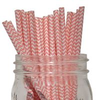 Just Artifacts Chevron Stripe Paper Straw 25pcs Light Pink