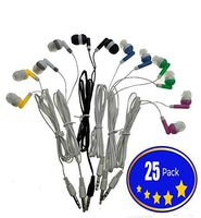 Wholesale Kids Bulk Earbuds Headphones (25-Pack) Earphones, Multi Color,for Schools, Libraries, Hospitals by Deal Maniac