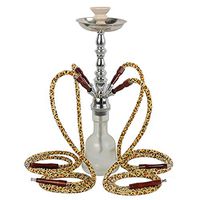BuBu-Fu Large Hookah Set, Easy to Disassemble and Clean Glass 4 Hose Hookah Complete Set, Not Easy to Dump Stainless Steel Arab Hookahs Set,Dsilverwhite