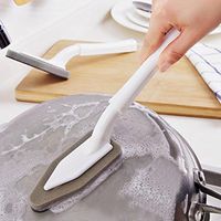 Kitchen Cleaning Brush Scrub Sponge Brush with Long Handle Dish Scrubbing Brushes Scrub Emery Sponge Sink Pan Descaling Washing Floor Bath Tile Tub Scrubber (Black White)