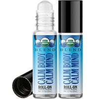 Organic Calm Body, Calm Mind Blend Roll On Essential Oil Rollerball (2 Pack - USDA Certified Organic) Pre-diluted with Glass Roller Ball for Aromatherapy, Kids, Adults Topical Skin Application - 10ml