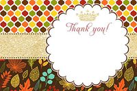 30 Blank Thank You Cards Fall Autumn Leaves Prince Princess Baby Shower Sprinkle + 30 White Envelopes