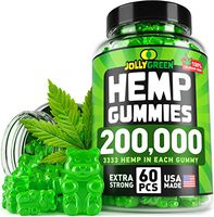 JOLLYGREEN Hemp Gummies 200,000 - Effective Anxiety & Stress Relief - Made in USA - Natural Immune Gummies - Tasty & Relaxing - Rich in Omega 3-6-9 - Great Mood Boost & Insomnia Relief - 60 PCS