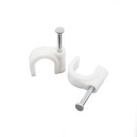 100 Round 3/4 Inches (20 mm) Cable Wire Clips Cable Management Cord Tie Holder Coaxial Nail in Clamps Tacks